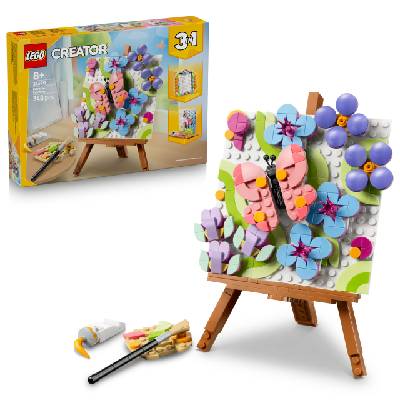 Creator 3-in-1 set of decorative flower paintings - 3D model building - 3 construction options: painting, picture frame or flamingo sketch - children's room decoration - gift idea for children aged 8 and over - 31390