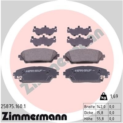 Sada brzdových destiček, kotoučová brzda ZIMMERMANN 25875.160.1 (258751601)