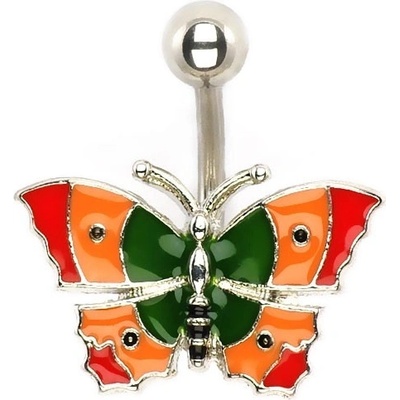 Šperky eshop piercing do bříška pestrobarevný motýl I11.30