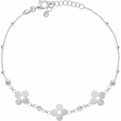 Brilio Silver Půvabný stříbrný náramek se zirkony Květiny BRC233W
