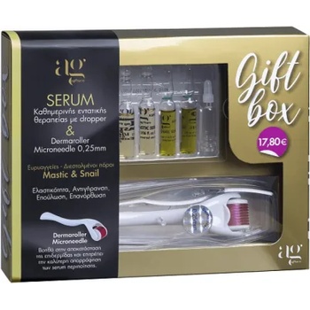 AG PHARM Промо сет серум с Мастиха + серум с охлюв + дерморолер, Ag Pharm Gift Box Mastic Serum 3x2ml, Snail Serum 2x2ml & Derma Roller 0.25mm