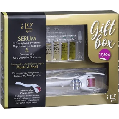 AG PHARM Промо сет серум с Мастиха + серум с охлюв + дерморолер, Ag Pharm Gift Box Mastic Serum 3x2ml, Snail Serum 2x2ml & Derma Roller 0.25mm
