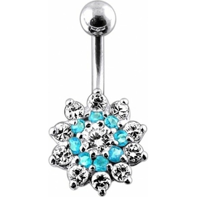 Šperky4U stříbrný piercing do pupíku kytička BP01099-CQ