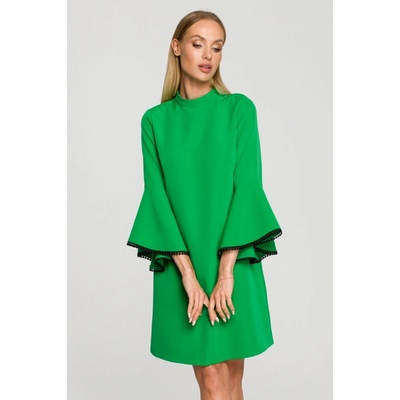 M698 A line dress with angel sleeves zelená