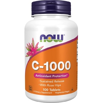 NOW NOW Vitamin C-1000 with Rose Hips Sustained Release, 100 Tablets