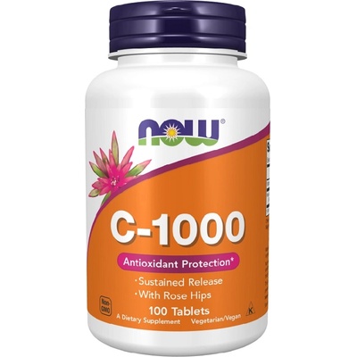 NOW NOW Vitamin C-1000 with Rose Hips Sustained Release, 100 Tablets