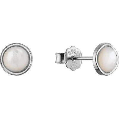 Evolution Group Strieborné náušnice Kolieska s perleťou 11705.1