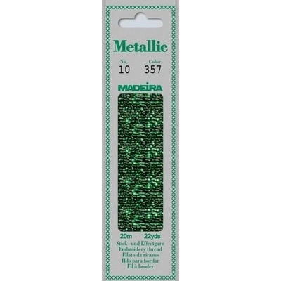 Vyšívací příze Madeira Metallic Perlé 10 (20m) barva 357 jade