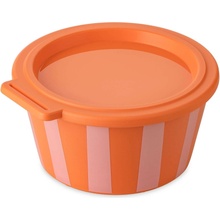 Koziol Nádoba Nora pruhovaná s pokrievkou oranžovo ružová 700 ml
