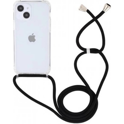 Púzdro SES Priehľadné silikónové ochranné so šnúrkou na krk Apple iPhone 13 - čierne