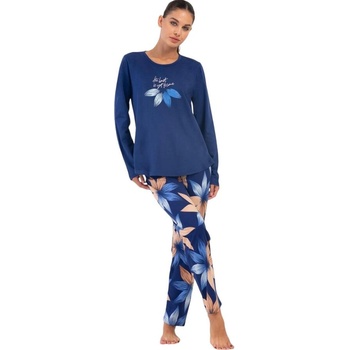 Дамска макси пижама в индигов цвят с цветя
