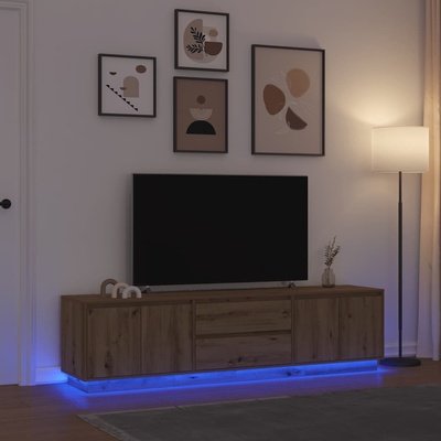 vidaXL ТВ шкаф с LED светлини, artisan дъб, 193, 5x41x50 см (3328443)