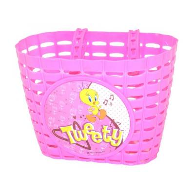 koš přední na dětské kolo růžový Tweety