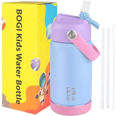 Bogi dětská kovová láhev na vodu s brčkem 350 ml modrá
