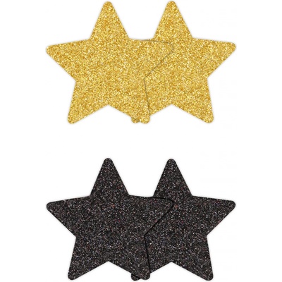 NS Novelties Pretty Pasties Glitter Stars Black Gold 2 Pairs