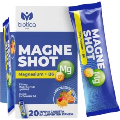 Biotica Magne Shot | Magnesium 125 mg + B6 [20 x 15 мл] Портокал и манго