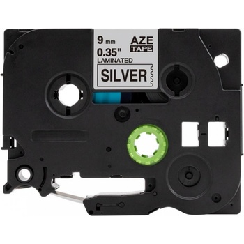 Pro Brother Съвместима лента с Brother TZ-921 / TZe-921, 9mm x 8m, черен печат / сребърен фон (TZe-921)