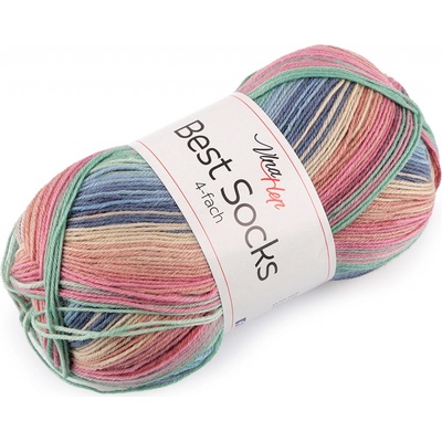 Pletací příze Best Socks samovzorovací / ponožkovka 100 g, střední, 21 (7403) fialová sv.