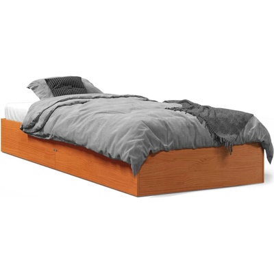 vidaXL Рамка за легло, восъчнокафяв, 100x200 см, борово дърво масив (844820)