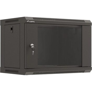 Lanberg rack cabinet 19" wall-mount 6U/540x350 (flat pack) with glass door black (WF03-5306-10B)