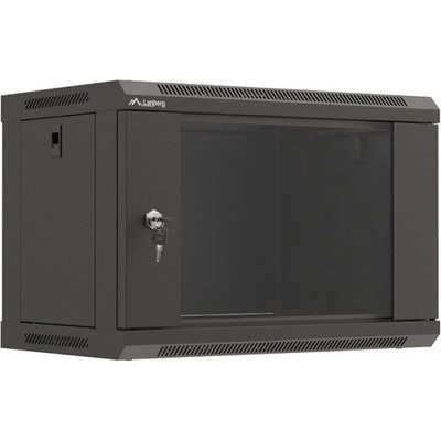 Lanberg rack cabinet 19" wall-mount 6U/540x350 (flat pack) with glass door black (WF03-5306-10B)