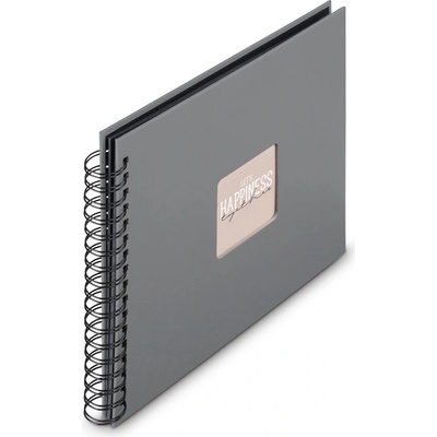 HAMA album klasické spirálové FINE ART šedé (Stone Grey), 28x24 cm, 50 stran, černé listy