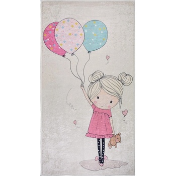Vitaus Сетски килим подходящ за пране в розово и цвят слонова кост 160x230 cm Girl & Baloons - Vitaus (KRN-KID-2016-160x230)
