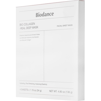 Biodance Bio-Collagen Real Deep Mask Set Sada spevňujúcich plátienkových masiek s kolagénom 4 x 34 g