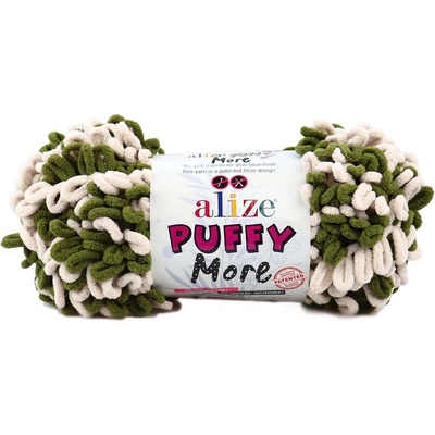 Alize příze Puffy More 6264 olivová a krémová