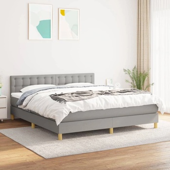vidaXL Боксспринг легло с матрак, светлосиво, 160x200 см, плат (3140945)