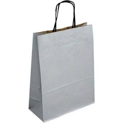Papírová taška stříbrná Toptwist 240x110x310 mm s krouceným uchem