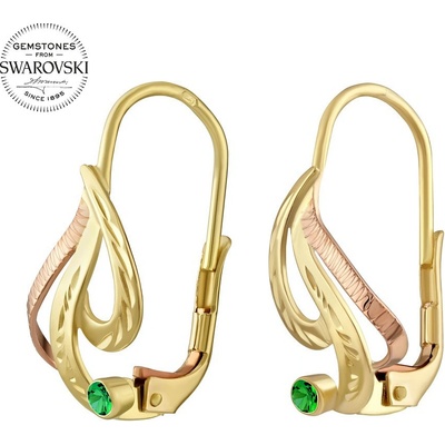 SILVEGO zlaté s přírodním zeleným topazem Swarovski Gemstones SILVEGOG30521G