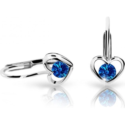 Danfil dievčenské náušnice srdiečka C1943 z bieleho zlata dark blue klapka