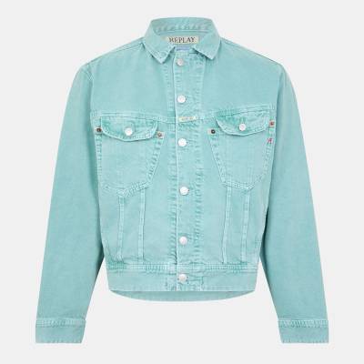 Replay Яке Replay Men's Structured Denim Button-Through Jacket - Green Powder
