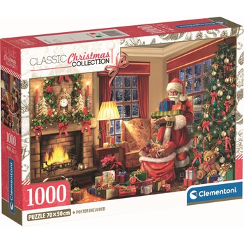 Clementoni Пъзел Clementoni от 1000 части - Посещението на Дядо Коледа (39924)