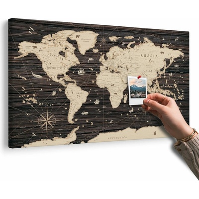 Obraz na korku mapa na dřevěném pozadí - 150x100 wooden