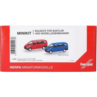 Herpa Sada 2ks: Mercedes-Benz Vito Bus 2010 modrá/červená stavebnice 1:87