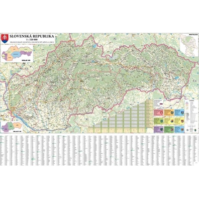 Excart Maps Slovensko - nástěnná automapa 135 x 90 cm Varianta: bez rámu v tubusu, Provedení: papírová mapa
