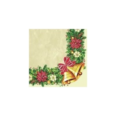 Daisy Xmas Wreath With Bell Cream servítky 33x33cm 3V 20ks