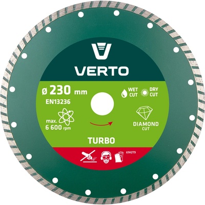 VERTO Диамантен диск, 230 x 22, 2 mm, Turbo 61H2T9 (61H2T9)