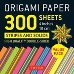 Tuttle Publishing Origami Paper 300 sheets Stripes and Solids 4" (10 cm) | Tuttle Publishing