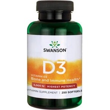 Swanson Vitamín D3 5000 IU 250 softgel kapsúl