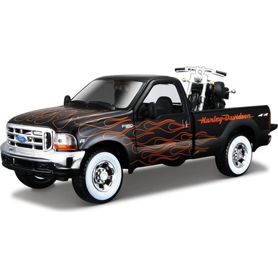 Maisto HD Ford F-350 Super Duty PickUp 1999 + 2002 FXSTB Might Train černá 1:24