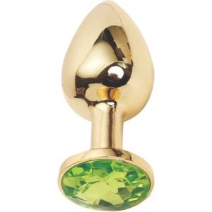 Sensual Метално дилдо Butt Plug "GOLD CRYSTAL LIME" 7 см. Размер - S