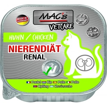 MAC's Mac’s VetCare Cat Adult GRAIN FREE, пастет за пораснали котки, БЕЗ ЗЪРНО, с бъбречни проблеми, с пилешко месо, 85 гр - Германия - 582VE