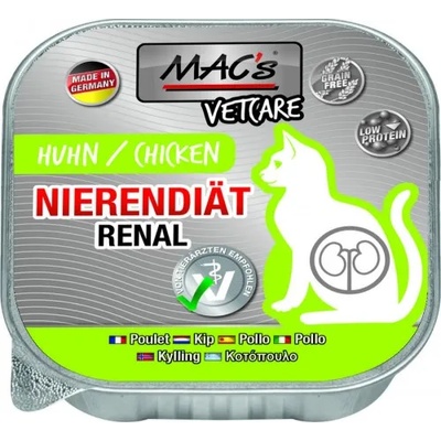 MAC's Mac’s VetCare Cat Adult GRAIN FREE, пастет за пораснали котки, БЕЗ ЗЪРНО, с бъбречни проблеми, с пилешко месо, 85 гр - Германия - 582VE