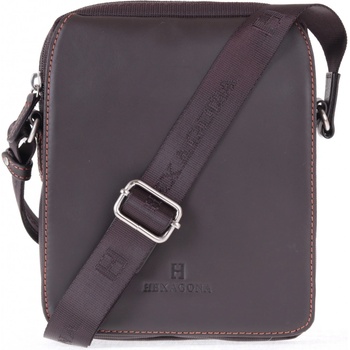 Hexagona pánská textilní crossbody taška 299162 hnědá s koženou klopnou