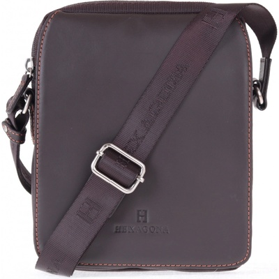 Hexagona pánská textilní crossbody taška 299162 hnědá s koženou klopnou