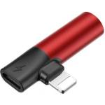 Baseus Lightning & Audio Adapter, в червено (CALL43-91)