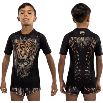 VENUM Детски Рашгард Venum Tiger Kids Short Sleeve Rashguard - Black/Neon Orange - 14 years